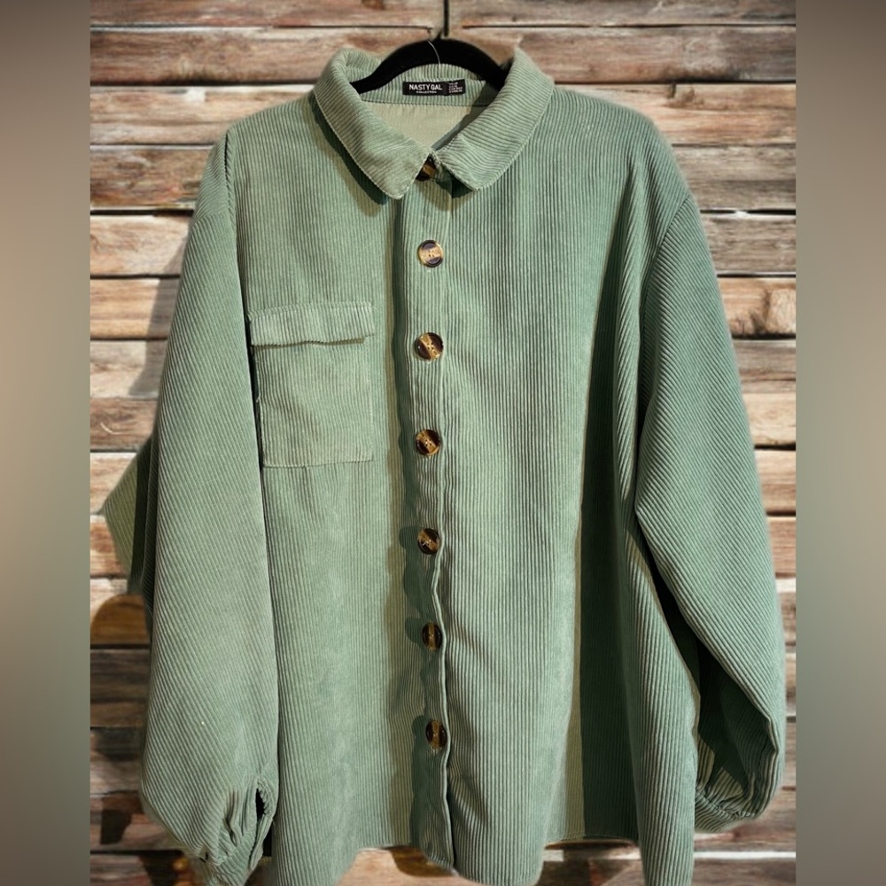 Nasty Gal Mint Corduroy Shirt